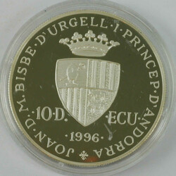 Andorra, 10 Diners ECU, 1996 "Kaiserkrönung Karl I. in Aachen". ...