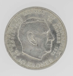 Dänemark 1972, 10 Kronen - Silbermünze, KM 858, Erhaltung: ss