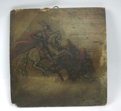 wohl alte Ikone um 1780, Öl auf Holzplatte "Heiliger Georg mit ...