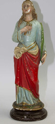 antike Keramik Statue "Heilige Barbara" mit Beschädigungen und ...
