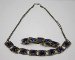 Schmuckset, versilbert mit Emaille, bestehend aus 1 Kette sowie 1 ...