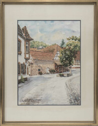 Fröhlich, Aquarell "Eschbach", hinter Glas gerahmt, links unten ...