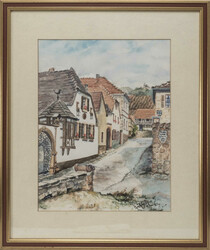 Fröhlich, Aquarell "Burrweiler", hinter Glas gerahmt, rechts unten ...