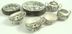 Japanese tea service, colorfully painted with geisha motifs, gold ...