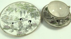 Japanese tea service, colorfully painted with geisha motifs, gold ...