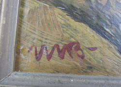 Ölgemälde auf Platte "Bergpfad - ländliche Szene mit Frauen in ...