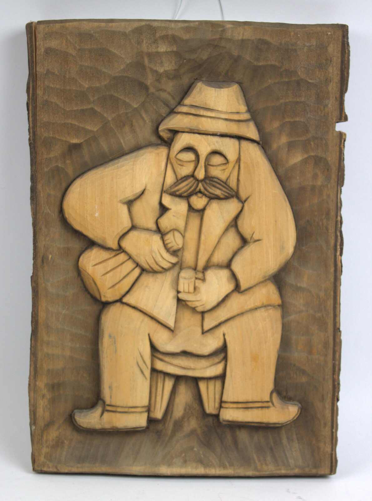 Flachrelief aus Holz, wohl chinesischer alter Mann. Maße: Höhe ca. ...