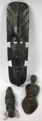 Afrika, 3 Wandmasken aus Holz, 1x Höhe ca. 46 cm, Breite ca. 12 cm, ...