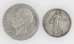 Zwei Silbermünzen: Frankreich 1902 2 Francs, KM 845.1 und Bulgarien ...