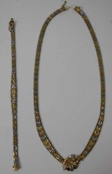 ausgefallenes Schmuckset bestehend aus Collier und Armband, beide ...