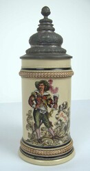 Bierkrug "Dein Wohl" mit Daumendrücker, reichlich verziert. Höhe ca ...