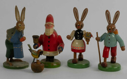 Lot DDR Erzgebirge Figuren, dabei Osterhasen, Nikolaus und Vögelchen ...