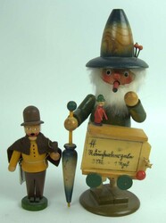 2 Räuchermännchen, 1x Leierkastenspieler, Höhe ca. 26 cm, 1x ...