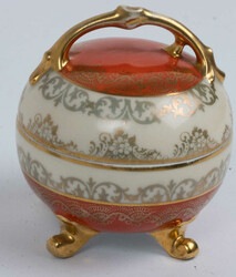 Oskar Schlegelmilch, kleine Porzellan Deckeldose, Goldrand berieben ...