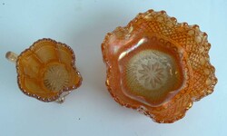 Schale und Kännchen aus Pressglas mit irisierenden Finish, "Carnival ...