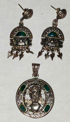 925er Silber Schmuckset "Maya" bestehend aus Anhänger und Ohrstecker ...