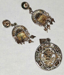 925er Silber Schmuckset "Maya" bestehend aus Anhänger und Ohrstecker ...