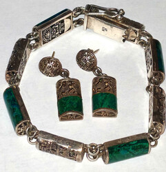 925er Silber Schmuckset "Maya" bestehend aus Armband und Ohrstecker. ...