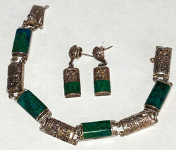 925er Silber Schmuckset "Maya" bestehend aus Armband und Ohrstecker. ...