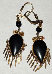 925er Silber Ohrringe, vergoldet mit Onyx Platte und je 1 ...