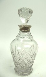 Art Deco cut crystal decanter/liqueur bottle with stopper and silver ...