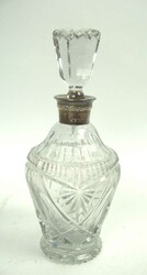 Art Deco cut crystal decanter/liqueur bottle with stopper and silver ...