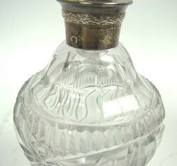 Art Deco cut crystal decanter/liqueur bottle with stopper and silver ...