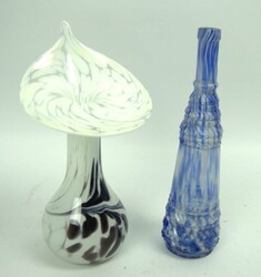 2 glass vases, different models, with fused details