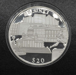 Liberia 2000, 20 Dollar - Silbermünze "Helsinki", KM 20, gekapselt, ...