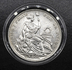 Peru 1934, 1 Sol - Silbermünze, KM 218, gekapselt, Erhaltung: ss.  ...