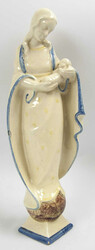 Ceramic figure of Our Lady of Lourdes, white glazed with blue accents ...