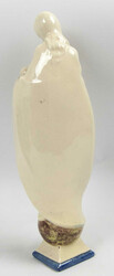 Ceramic figure of Our Lady of Lourdes, white glazed with blue accents ...