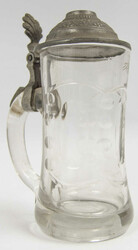 Glass beer stein with pewter lid, in age-related condition. Height ...