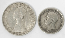 2 Silbermünzen Italien, dabei 1× 5 Lire 1927 und 1× 500 Lire ...