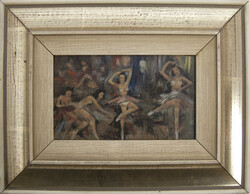 Ölgemälde auf Platte "Balletttänzerinnen" rechts unten undeutlich ...