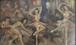 Ölgemälde auf Platte "Balletttänzerinnen" rechts unten undeutlich ...