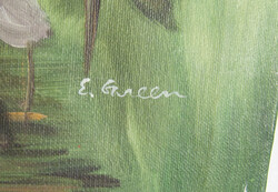 E. Green, Ölgemälde auf Leinwand, Rosenstrauß, links unten ...