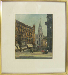 Monogramist AM, Ölgemälde "Der Stephansdom - Wien 1941", links ...