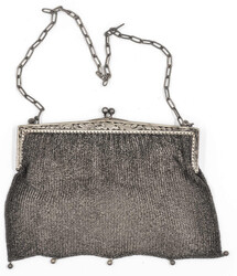Handbag, woven; the frame is hallmarked with 800 silver.