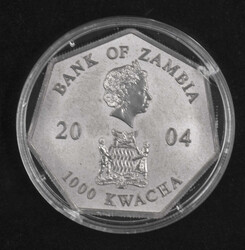 Zambia, 1000 Kwacha, 2004. Kupfer-Nickel, in einer Kapsel.  ...