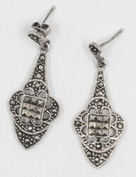 Jugendstil-Ohrringe, gepunzt mit 925er Silber, besetzt mit Markasiten ...