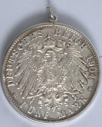 5 Mark Hamburg 1904, Nachprägung 1979, 999er Silber. Gehenkelt.