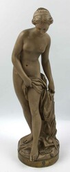 Terrakotta Skulptur "Nude Baigneuse - badende Frau", signiert ...