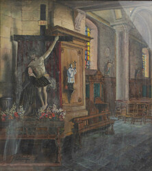 Gemälde "französisches Kircheninterieur" links unten signiert E ...