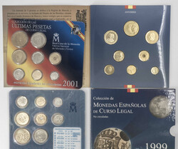 Spanien 1999/2001, drei Kursmünzensätze, kassenfrisch.Automatically ...