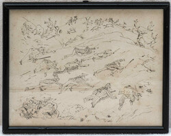 Grosz, George, Die Mützenjäger, Lithografie, hinter Glas gerahmt, ...