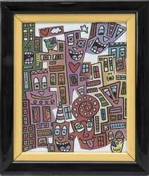 James Rizzi, Kunstdruck, hinter Glas gerahmt, Maße: ca. 38,5 cm x ca ...