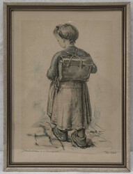 Toni Bach (1909 - 1977), "Schulmädchen Schwarzwald", Farblithografie ...