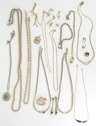 Lot of gold-plated jewelry, mostly American.