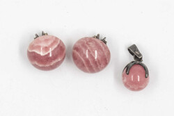 Rhodendrosite &amp; silver jewelry set, consisting of 1 pendant and 1 ...